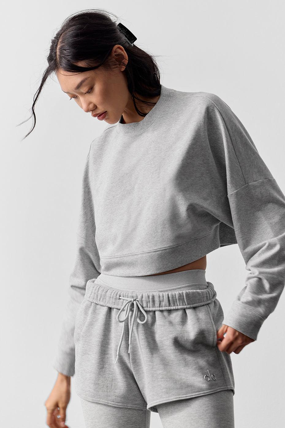 Cropped Sway Crew Neck Pullover - Athletic Heather Grey Female Product Image