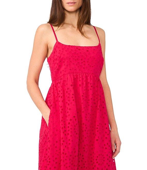 1. STATE Eyelet Square Neck Sleeveless Square Maxi A-Line Dress Product Image