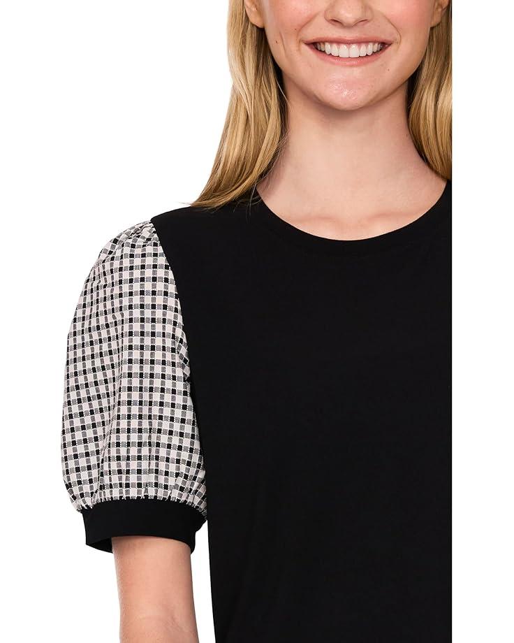 Women's CeCe Puff Short Sleeves Mix Media Top Product Image
