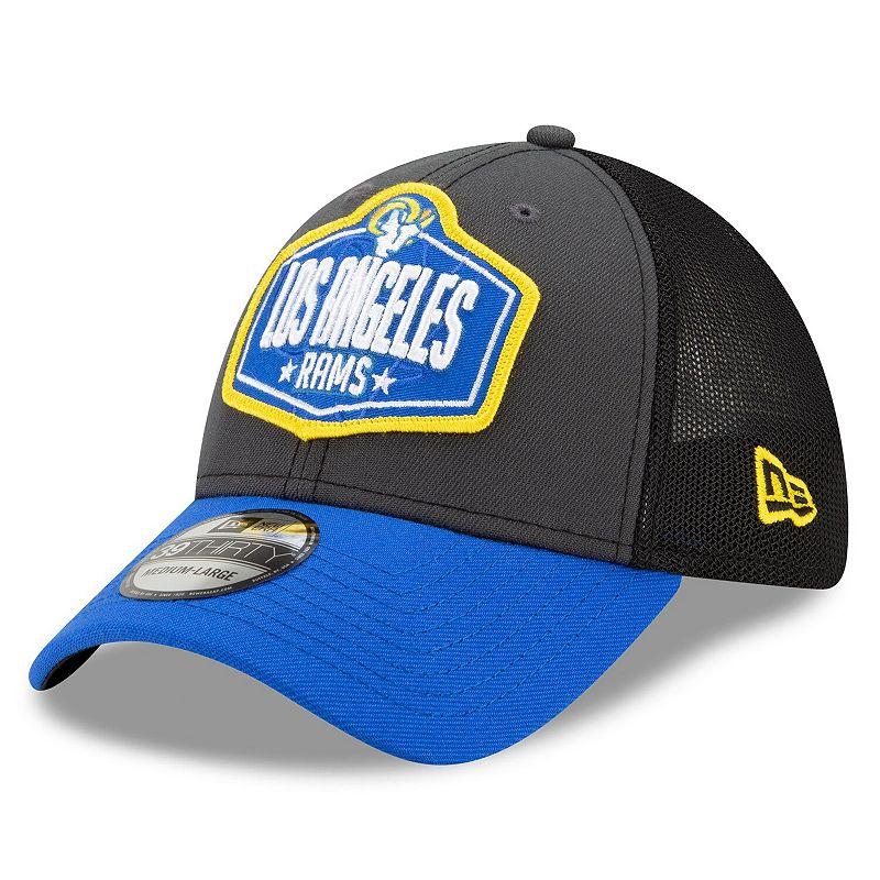 Mens New Era Graphite/Royal Los Angeles Rams 2021 NFL Draft Trucker 39THIRTY Flex Hat Product Image