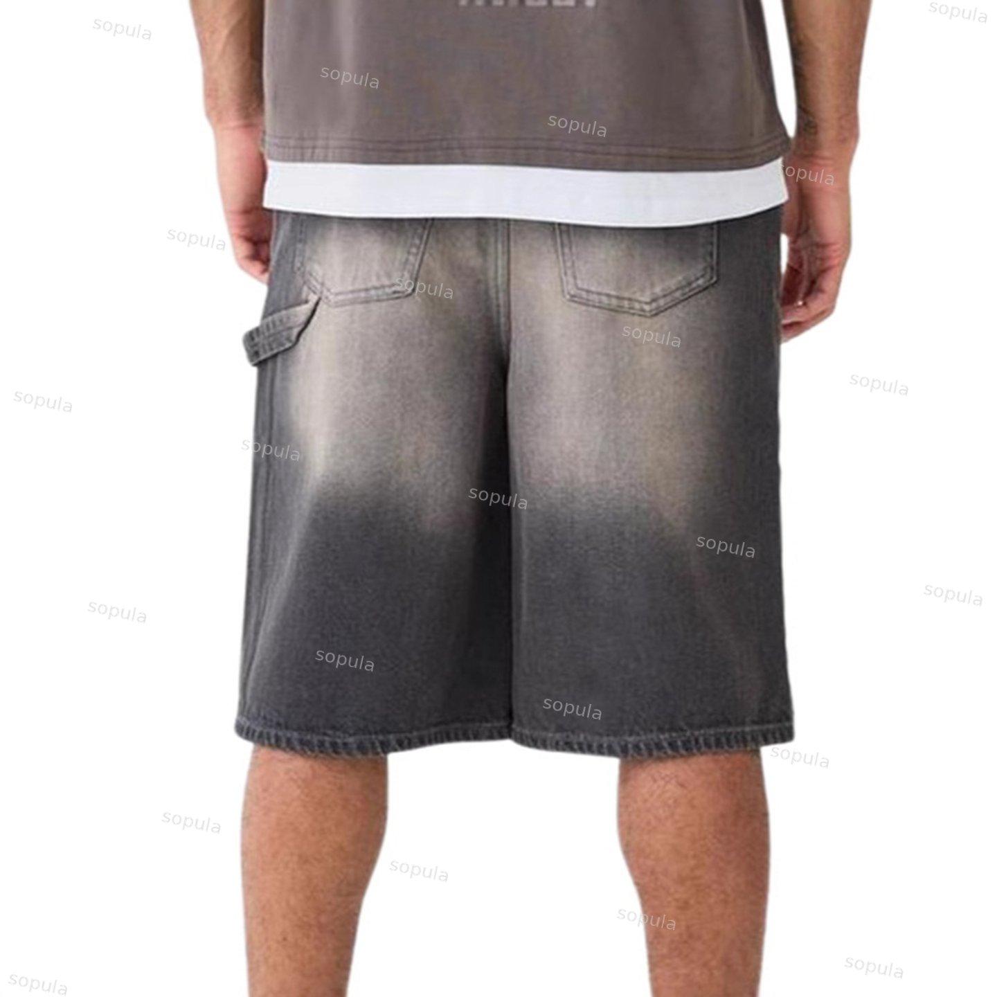 Men's Casual Solid Denim Shorts Product Image