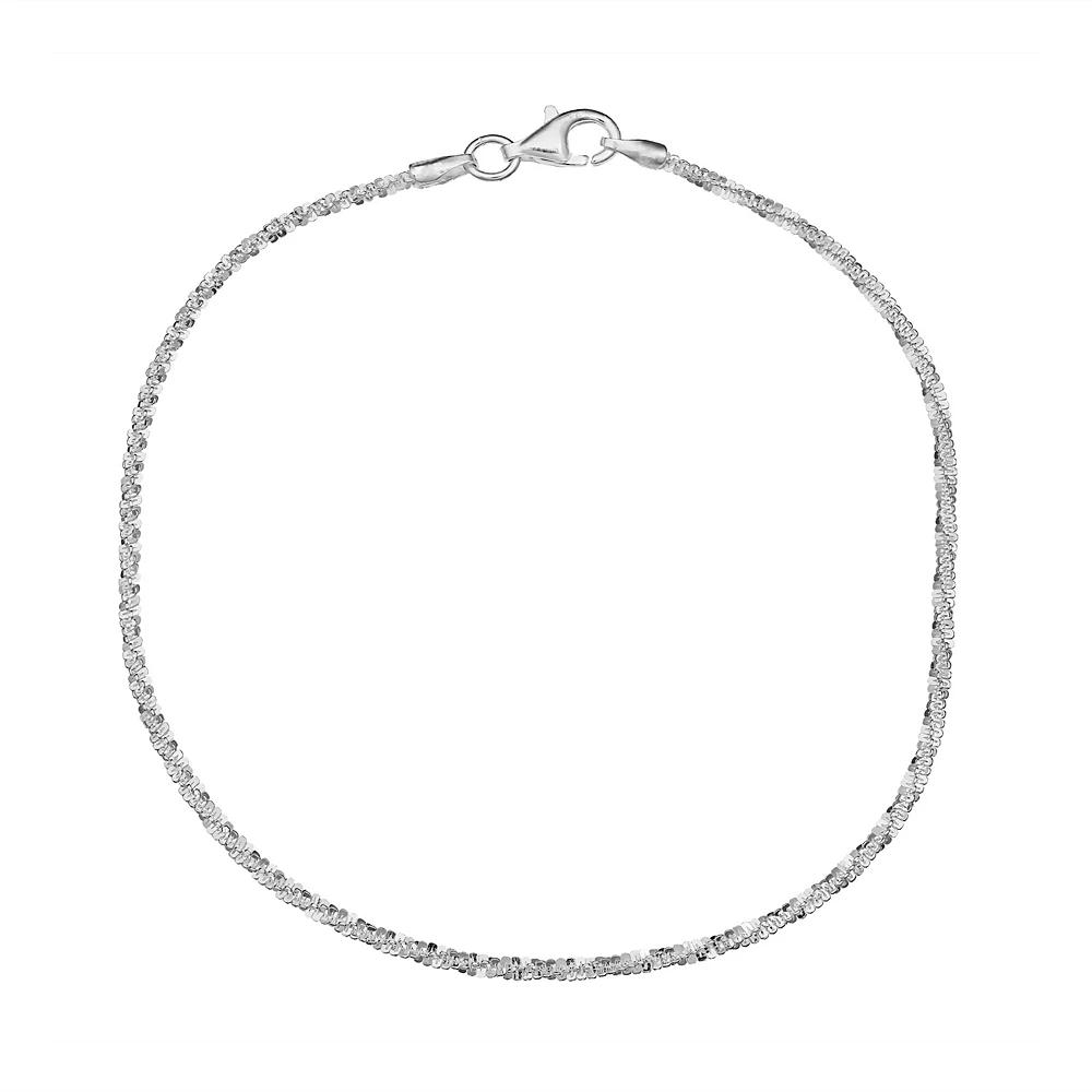 PRIMROSE Sterling Silver Twisted Sparkle Chain Bracelet, Women's, Size: 7", Grey Product Image