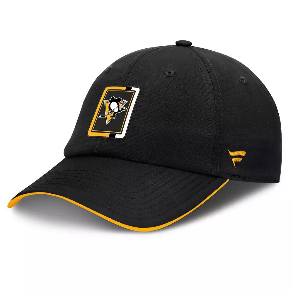 Men's Fanatics Black/Gold Pittsburgh Penguins Authentic Pro Ripstop Adjustable Hat Product Image