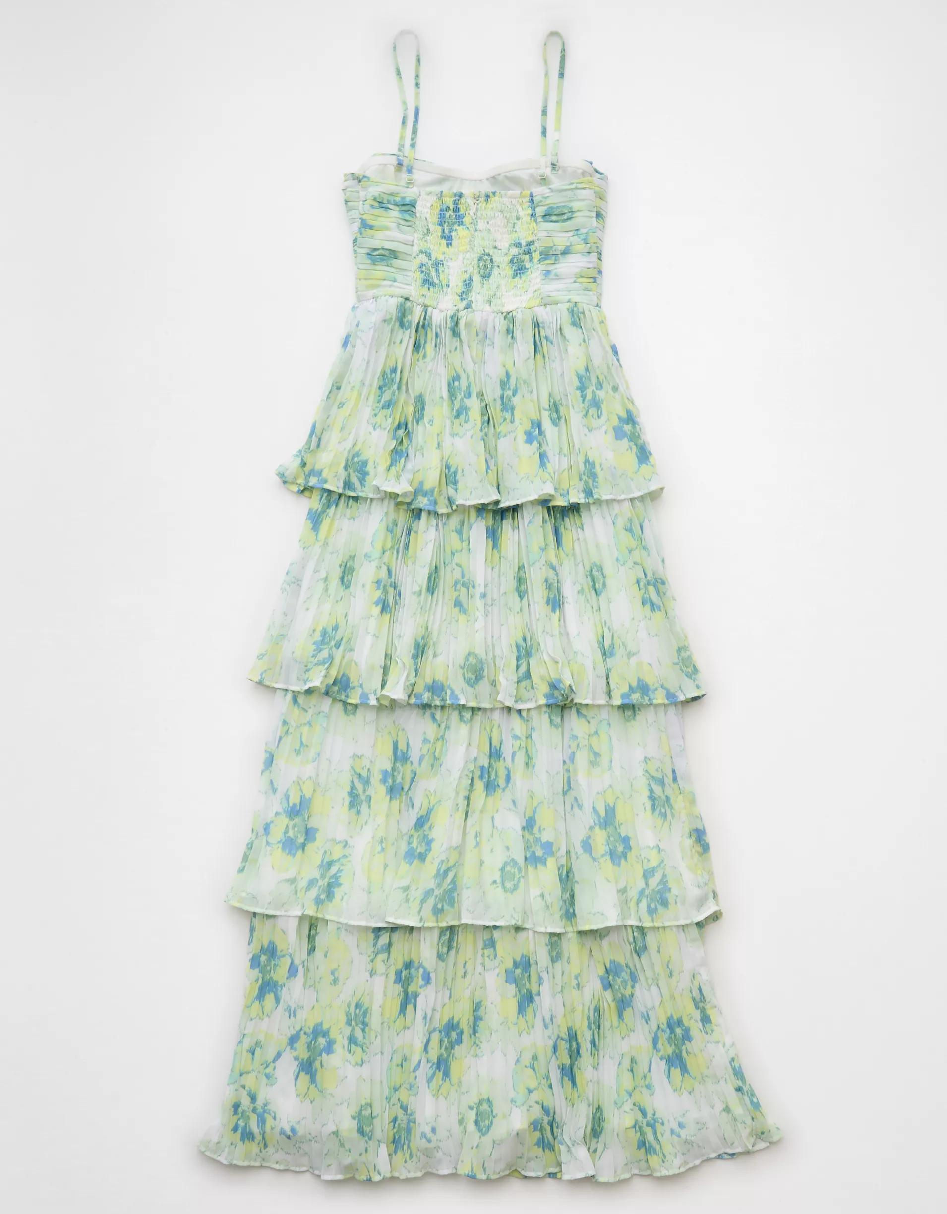 AE Tiered Pleated Maxi Dress Product Image
