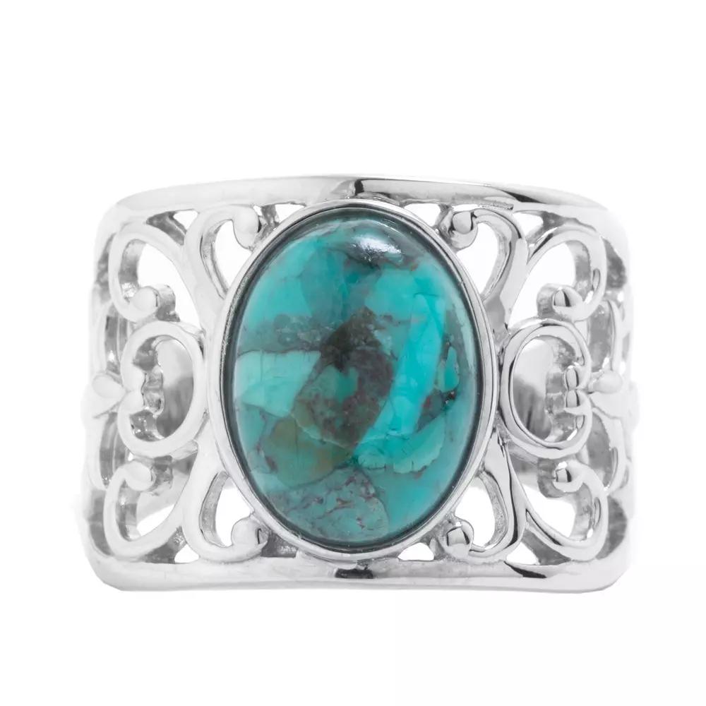 Athra NJ Inc Sterling Silver Enhanced Turquoise Open Work Ring, Women's, Size: 8 Product Image