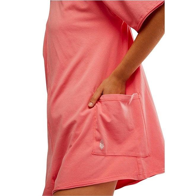 Free People FP Movement Hot Shot Crew Neck Short Sleeve Oversized Patch Pocket V Back Tee Romper Product Image