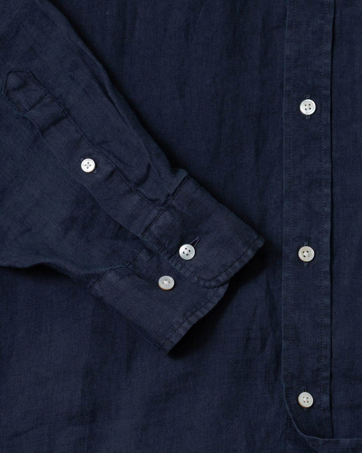 Garment Dyed Linen Shirt in Navy Product Image