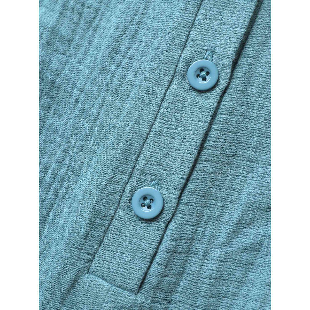 Plus Size Cerulean Notched Collar Textured Patch Pocket Jumpsuit Women Casual Sleeveless Notched collar Everyday Loose Jumpsuits BloomChic 30/6X Product Image