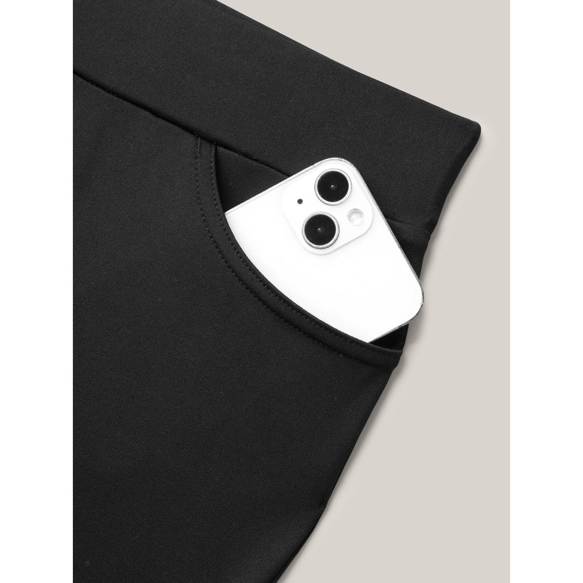 Plus Size No-Waist Gap Lace Panel Skinny-Fit Pants Women Black Elegant Skinny Mid Rise Everyday Pants BloomChic 28/5X Product Image