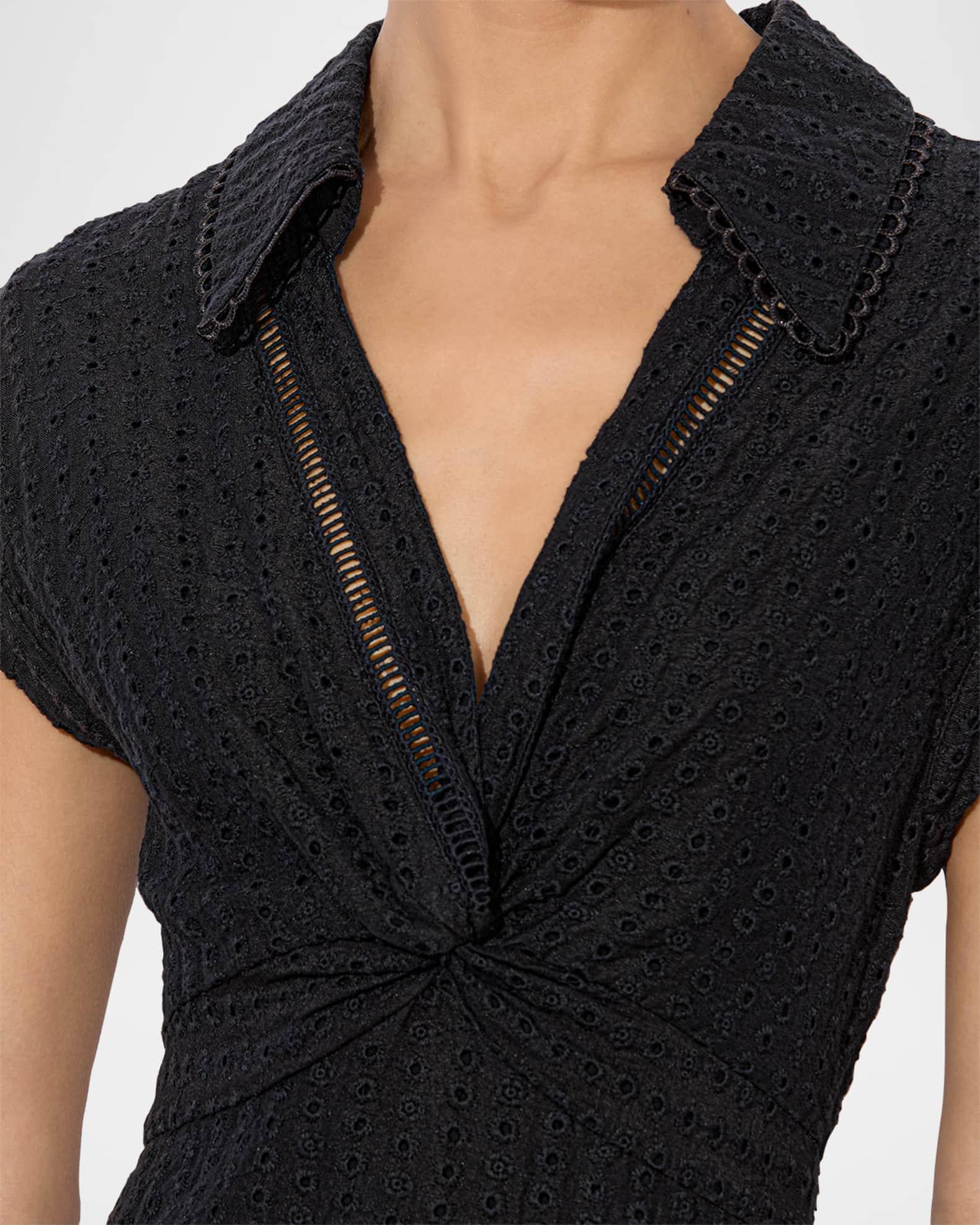 Mila Eyelet Deep V Twist-Front Mini Dress Product Image