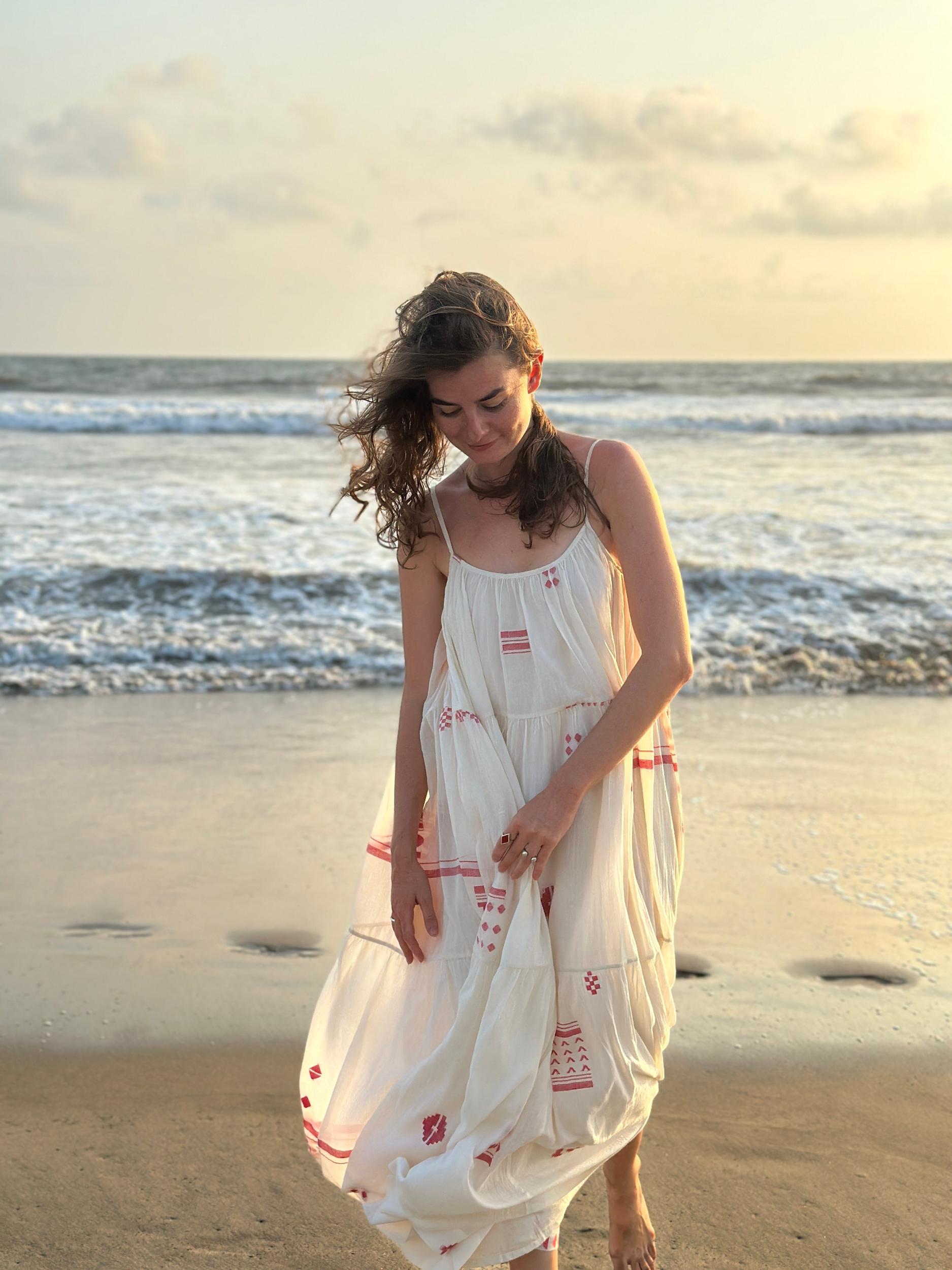 Ruffle Tiered Handwoven Slip Dress Product Image