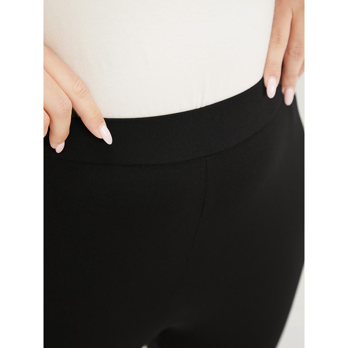 Plus Size Contrast Side Skinny Leggings Women Black Casual High stretch Skinny High Rise Dailywear Leggings BloomChic 10/M Product Image