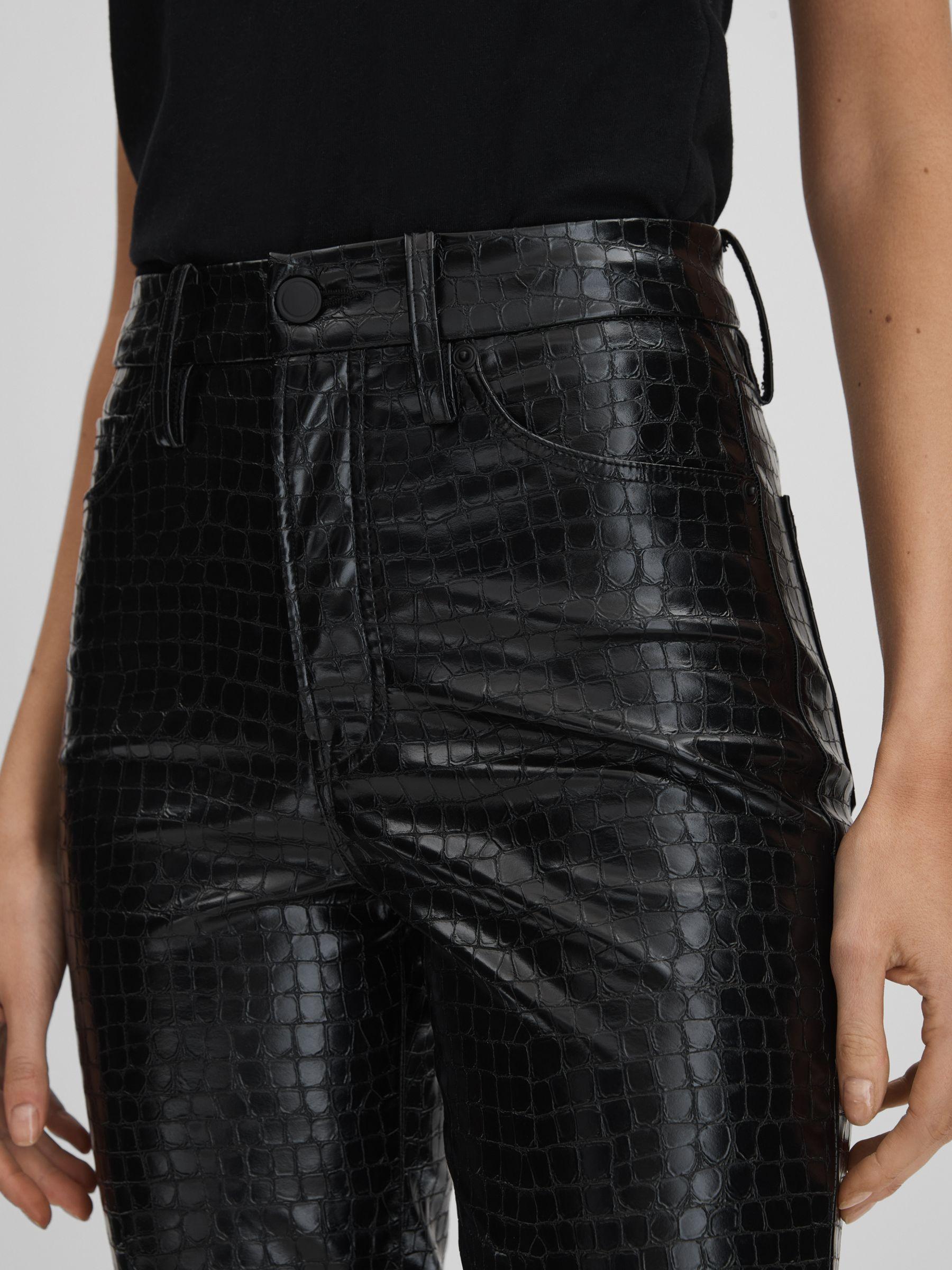 Good American Slim Fit Faux Leather Jeans in Black Product Image