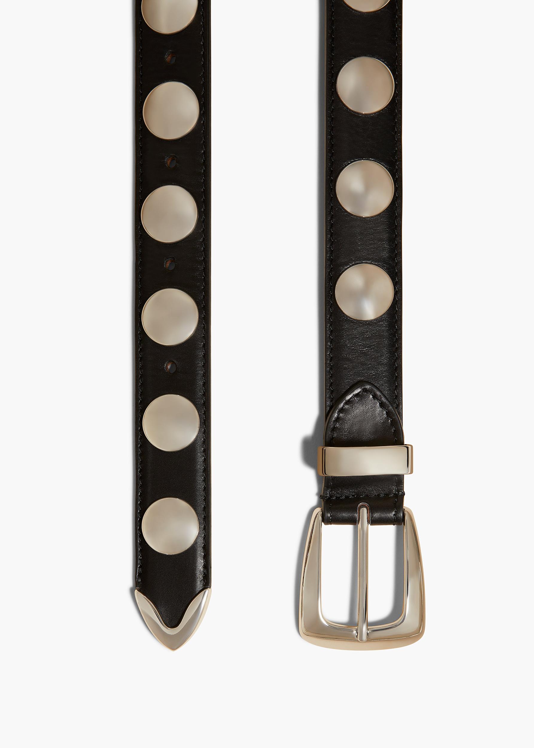 Benny Belt with Studs in Black Leather and Silver Product Image