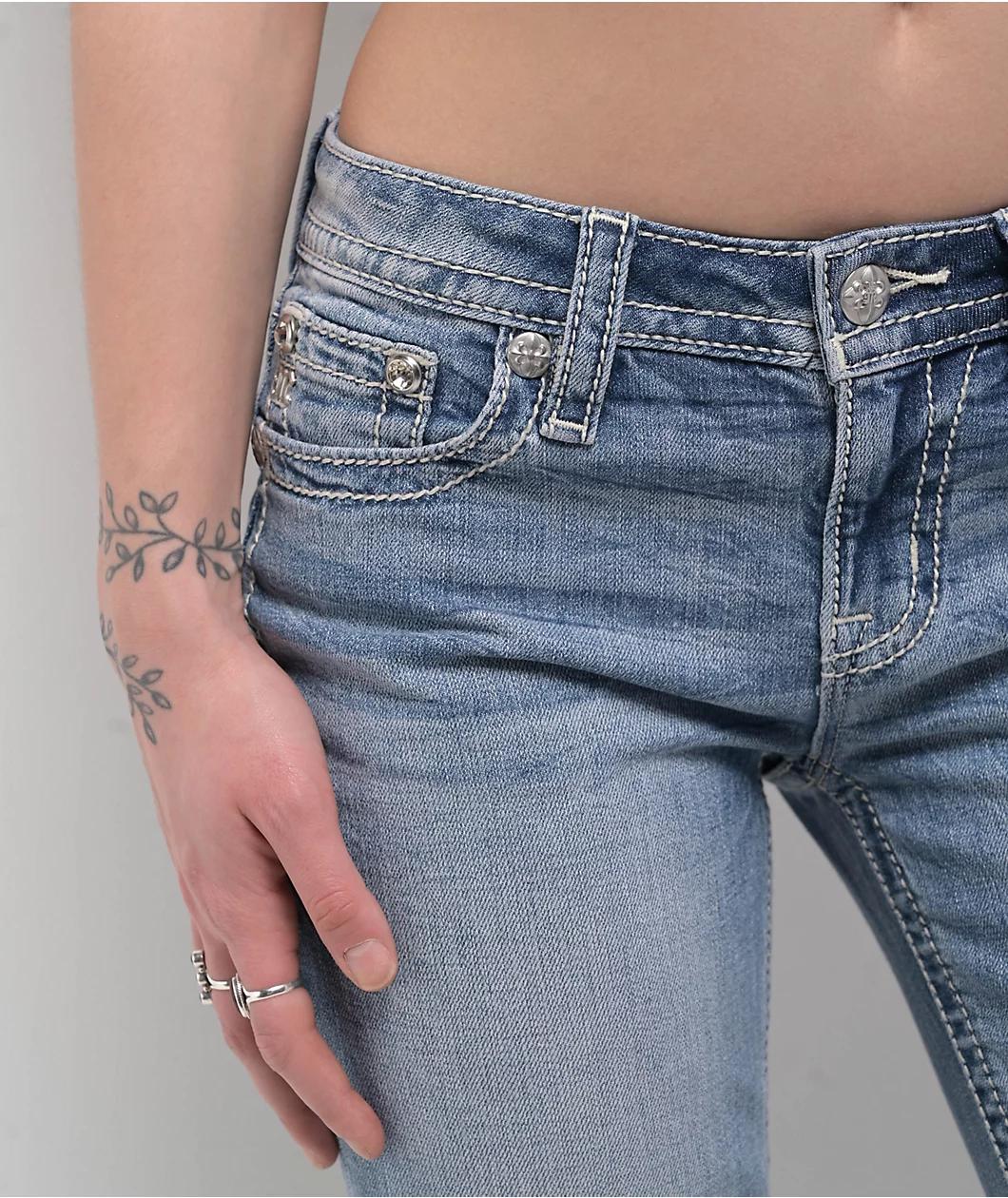 Miss Me Aleah Floral Wing Light Wash Bootcut Jeans Product Image