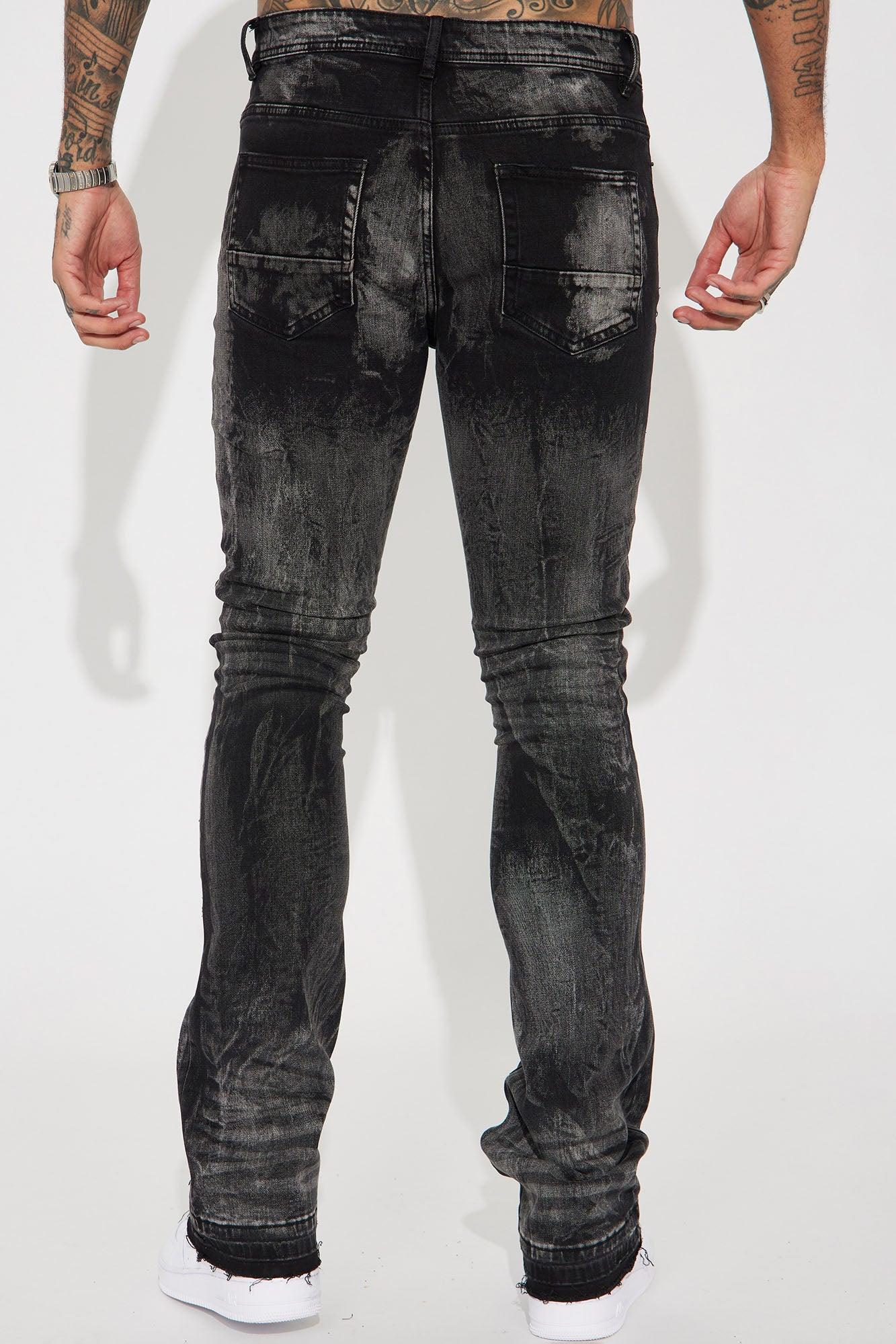 No Cap Stacked Skinny Flare Jeans - Black Wash Product Image