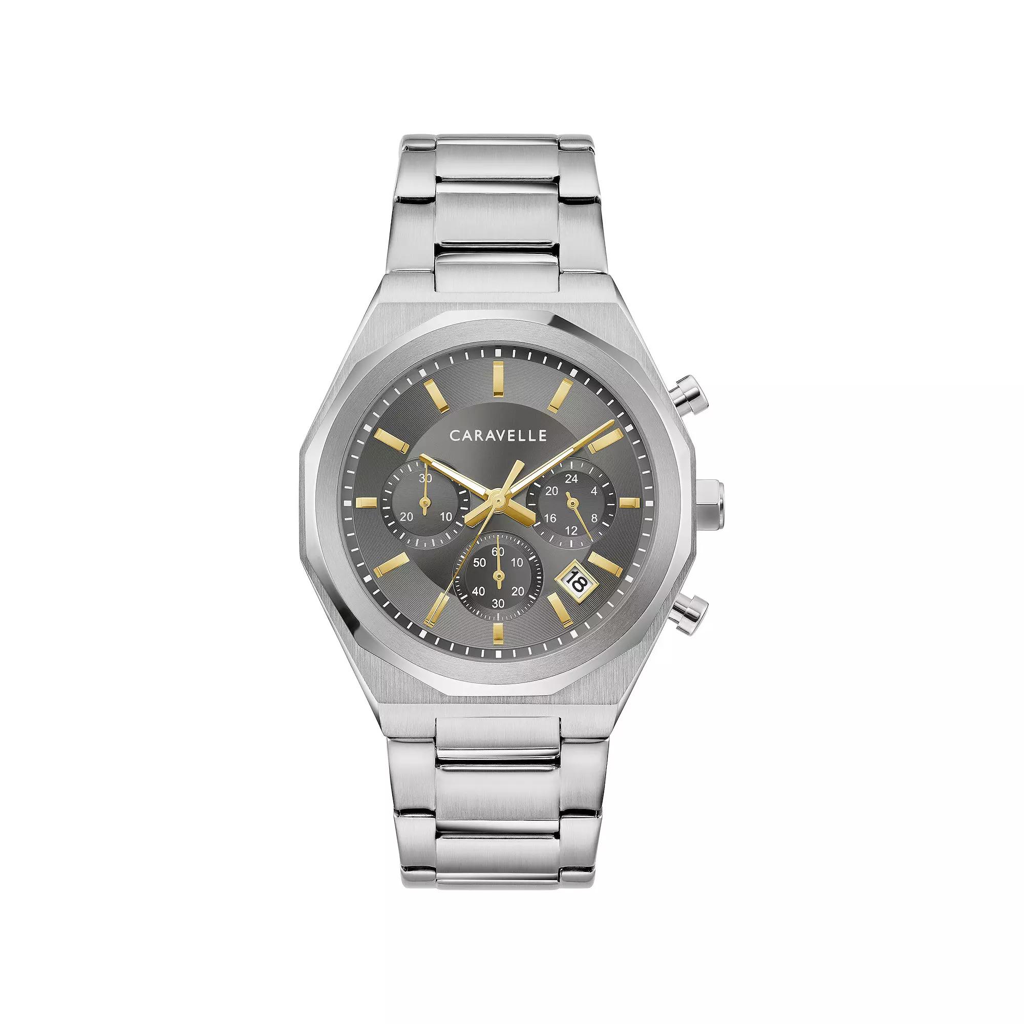 Caravelle by Bulova Mens Stainless Steel Grey Dial Chronograph Watch - 43A158 Gray Product Image