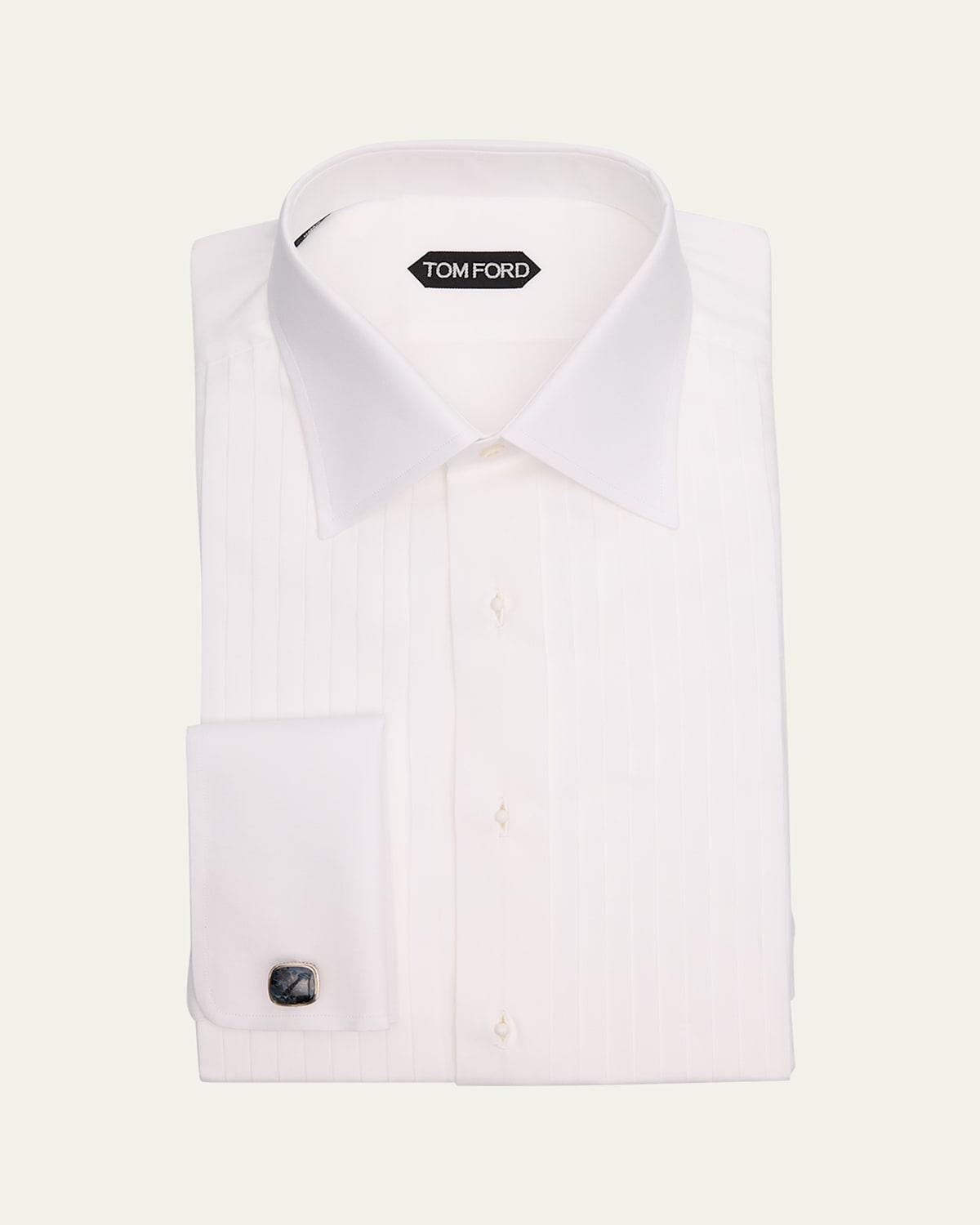 Mens French Cuff Pleated Dress Shirt Product Image