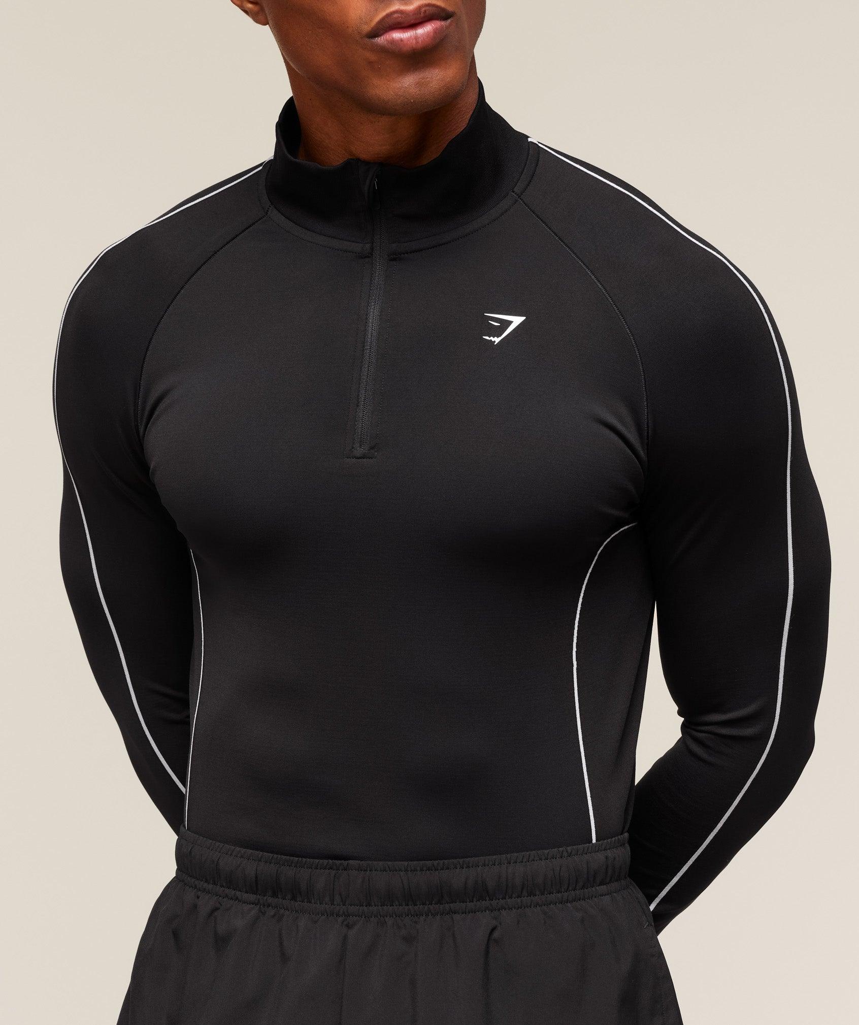 Gymshark Clean Contour Seamless 1/4 Zip - Black/White Male Product Image