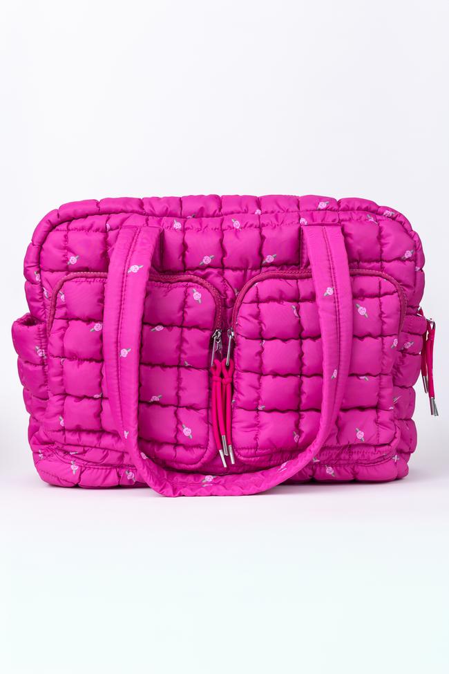 Haylie Fuchsia Petal Pop Quilted Weekender Product Image