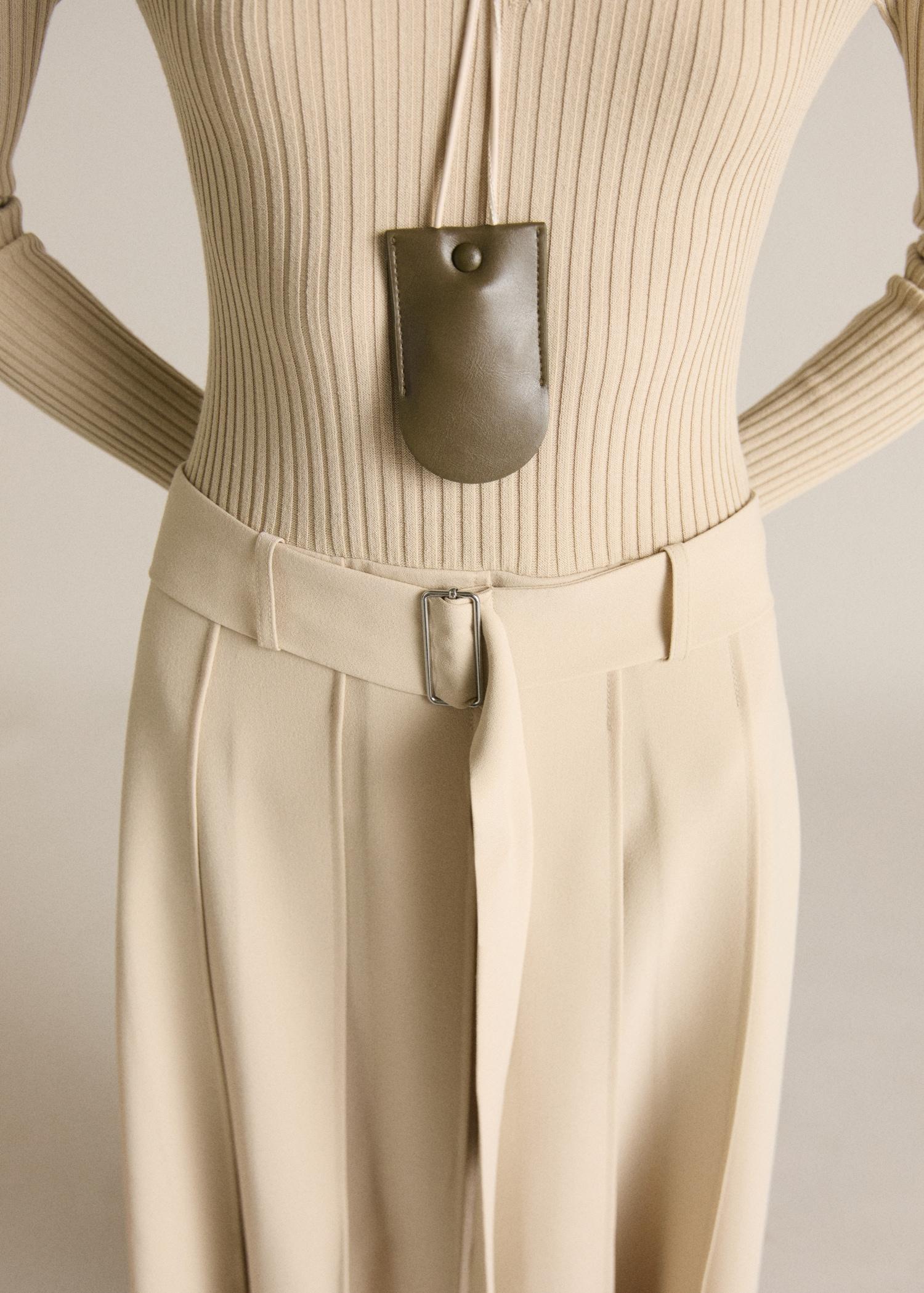 Combined woven dress with belt - Women | MANGO USA Product Image