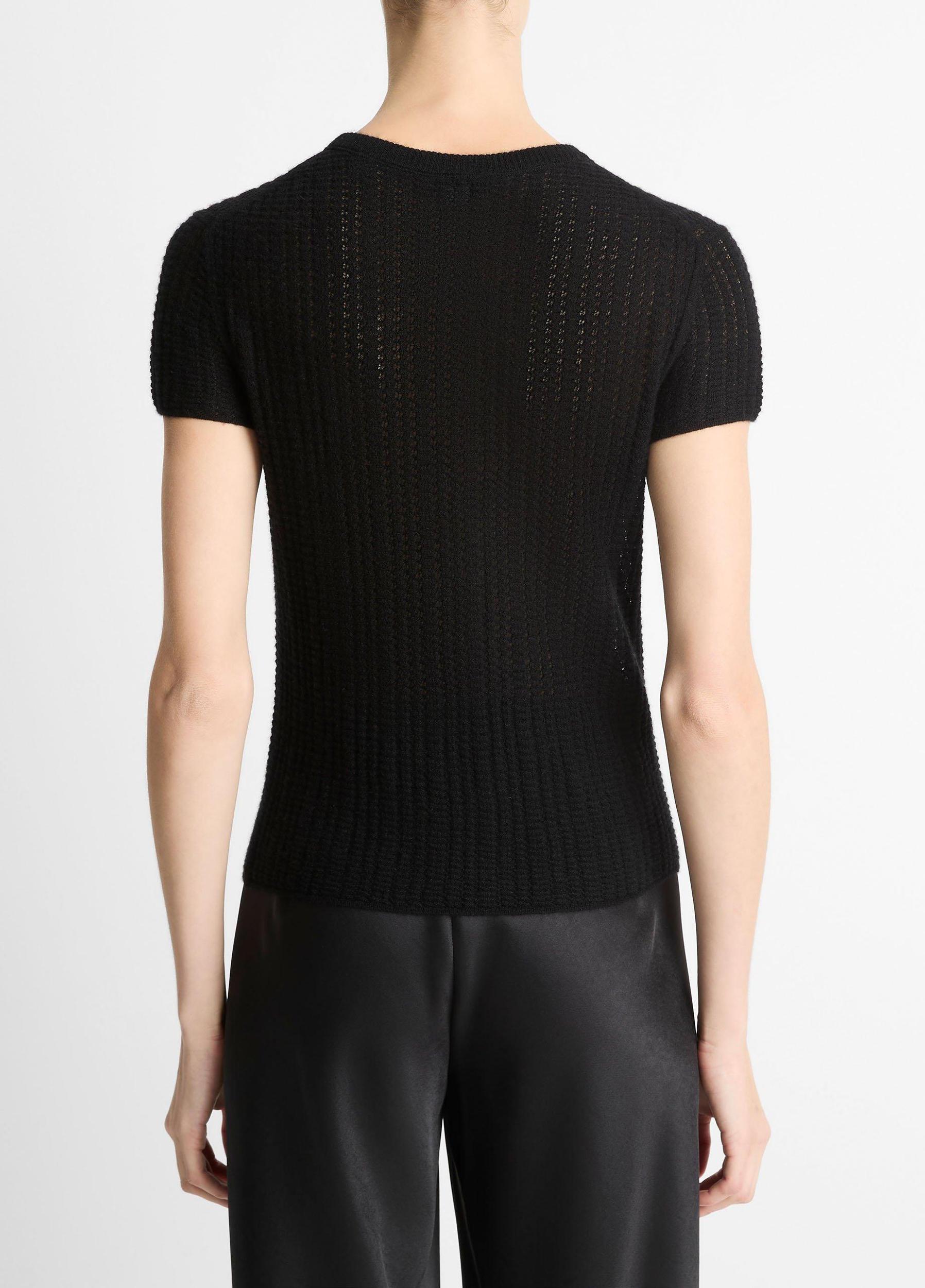 Waffle-Knit Cashmere-Silk Short-Sleeve Sweater Product Image