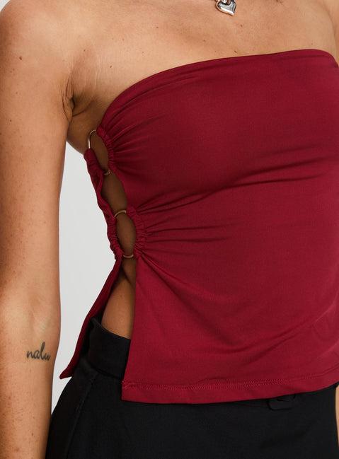 Round The World Strapless Top Burgundy Product Image