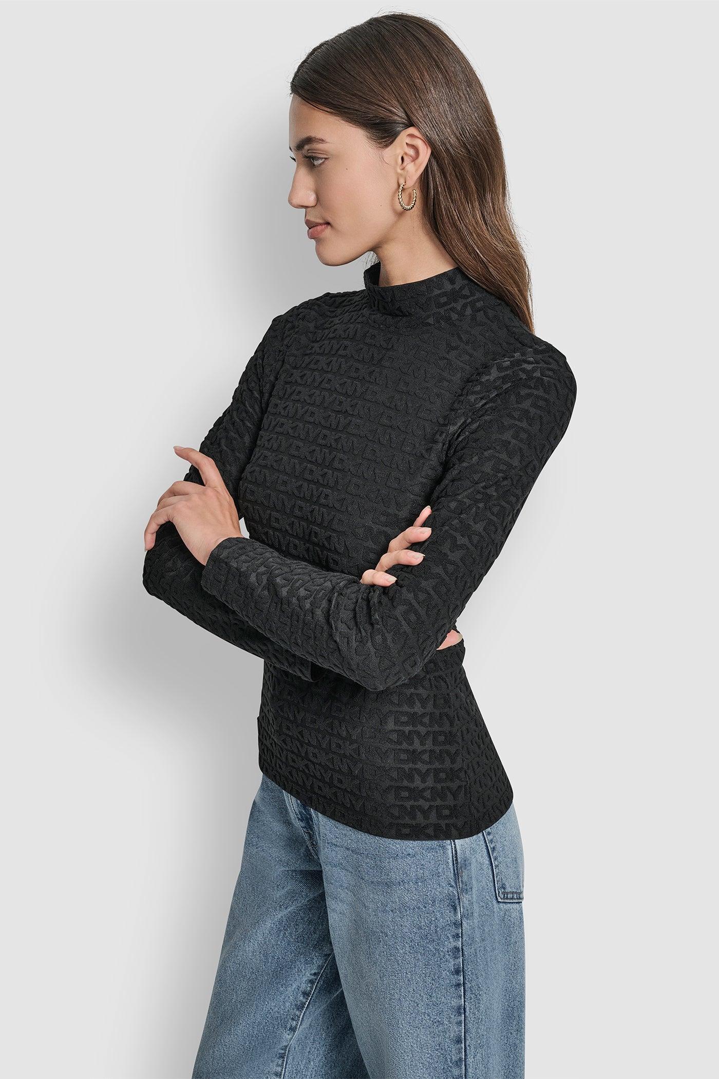 LOGO JACQUARD  LONG SLEEVE MOCK NECK TEE Product Image