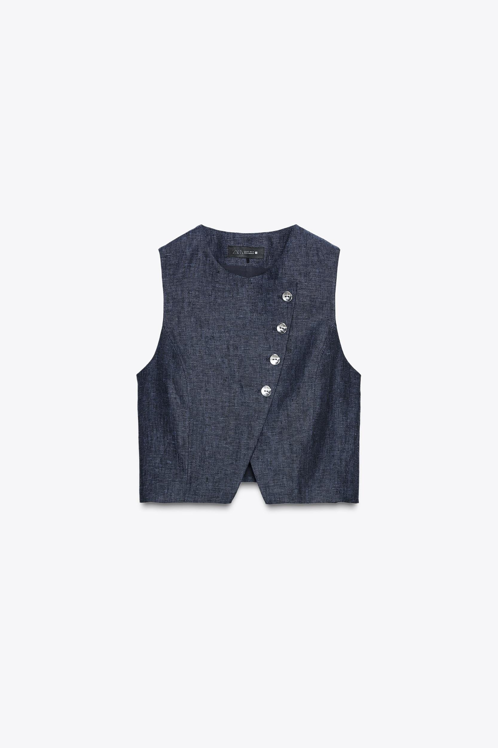 100% LINEN DOUBLE-BREASTED VEST Product Image