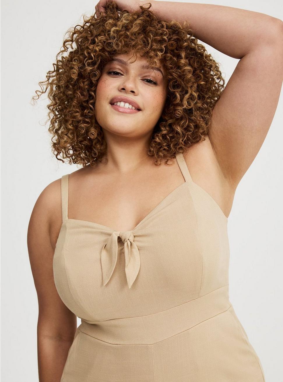 Rayon Slub Tie-Front Jumpsuit Product Image