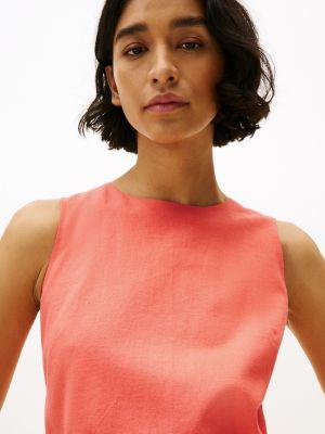 Sleeveless Linen-Blend Faux Wrap Dress Product Image