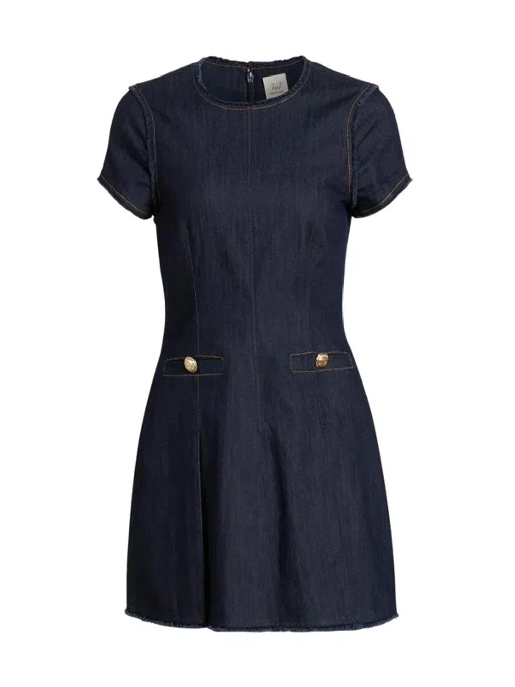 CINQ À SEPT Nova Short-sleeve Denim Mini Dress In Indigo Product Image