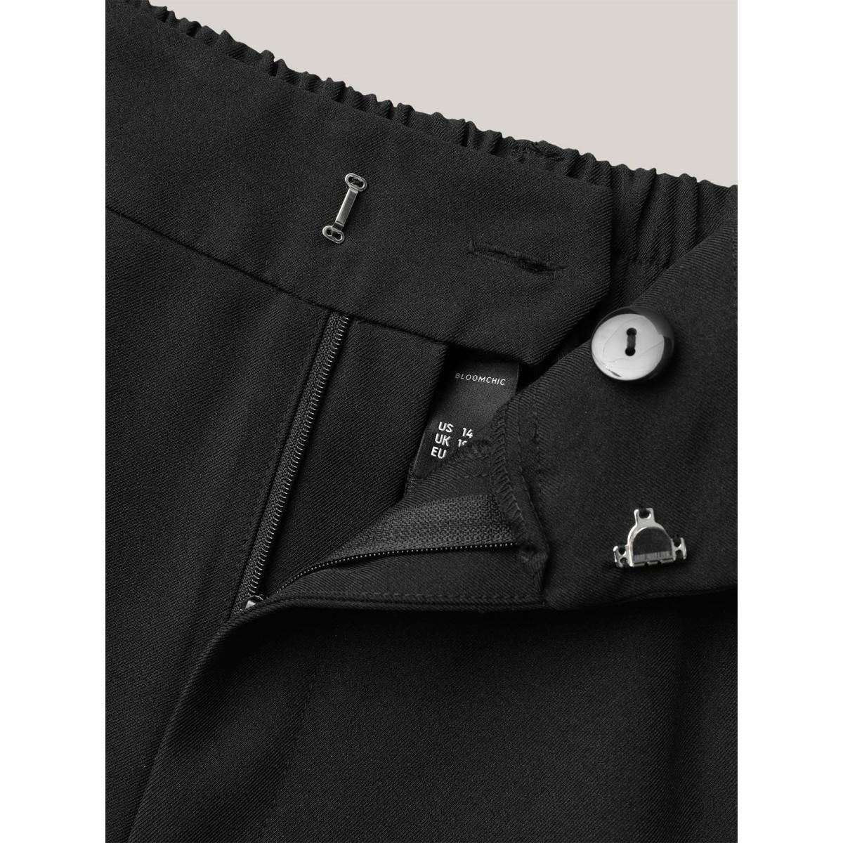 Plus Size Loop Decoration Flared Leg Pants Women Black At the Office Bootcut Mid Rise Work Pants BloomChic 10/M Product Image