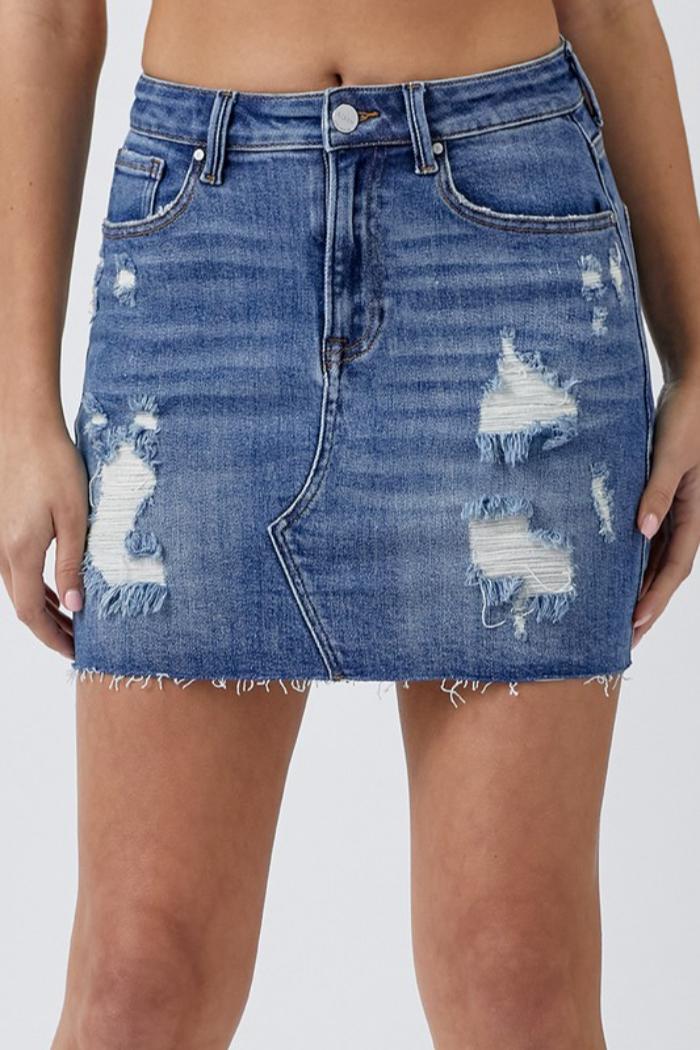 Distressed Mini Skirt Product Image