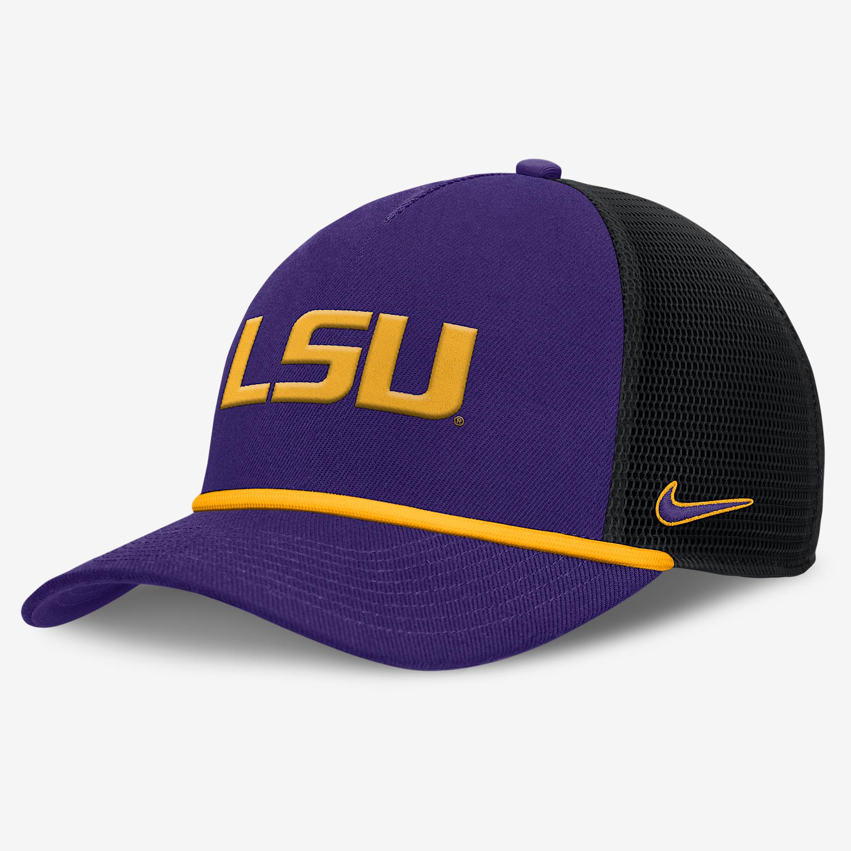 LSU Primetime Rise Nike Mens College Trucker Adjustable Hat | NC9751LLSN-SFF Product Image