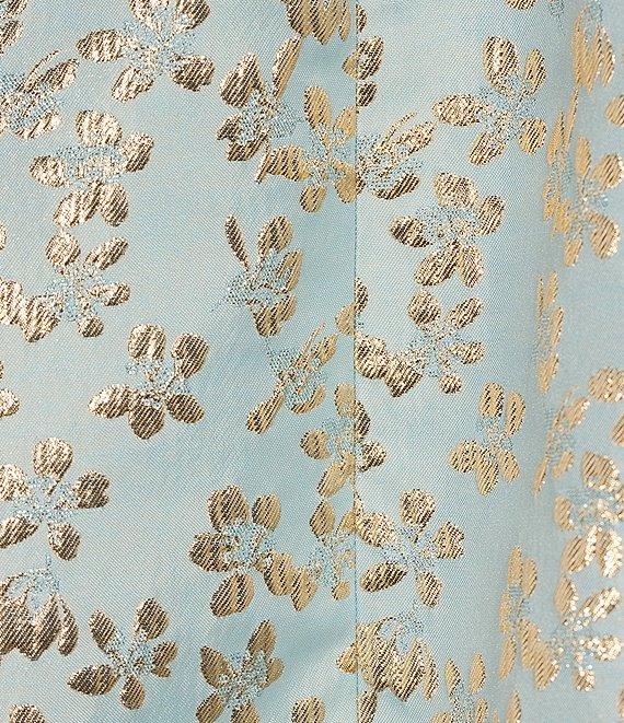 Lilly Pulitzer Tazie Ditsy Daisy Metallic Brocade Collar Neck Sleeveless Fit-And-Flare Dress Product Image