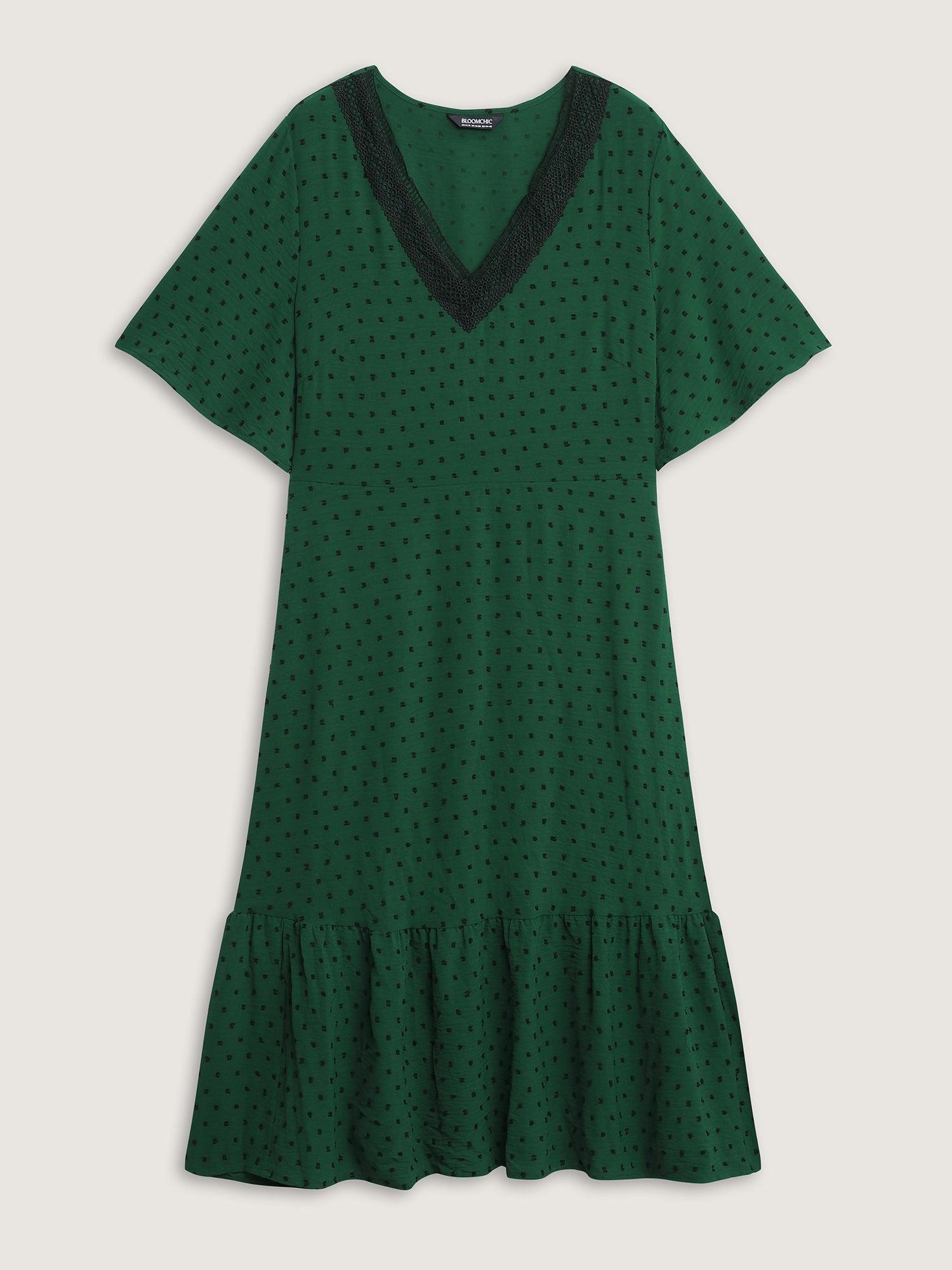 Jacquard Stretchy Waist Tiered Midi Dress Female Product Image