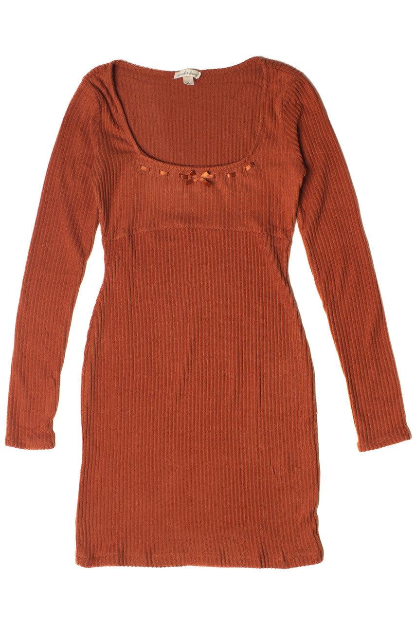 Ribbon Detail Ribbed Sweater Dress Product Image