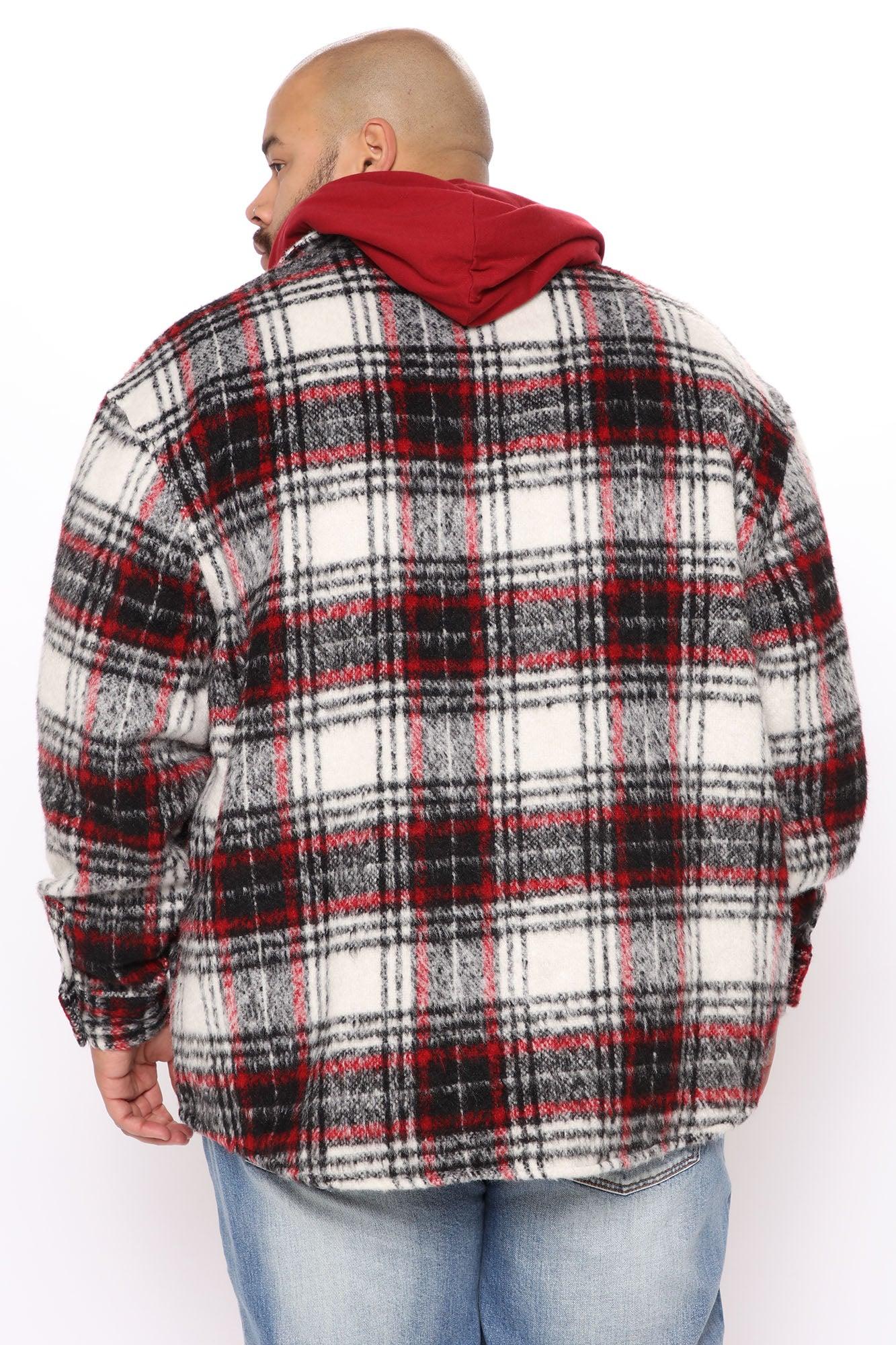 Move Up Plaid Shacket - Red/combo Product Image