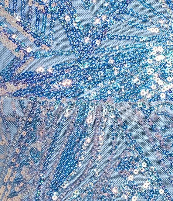 Midnight Doll Spaghetti Strap Placement Sequin Strappy Back Bodycon Mini Dress Product Image