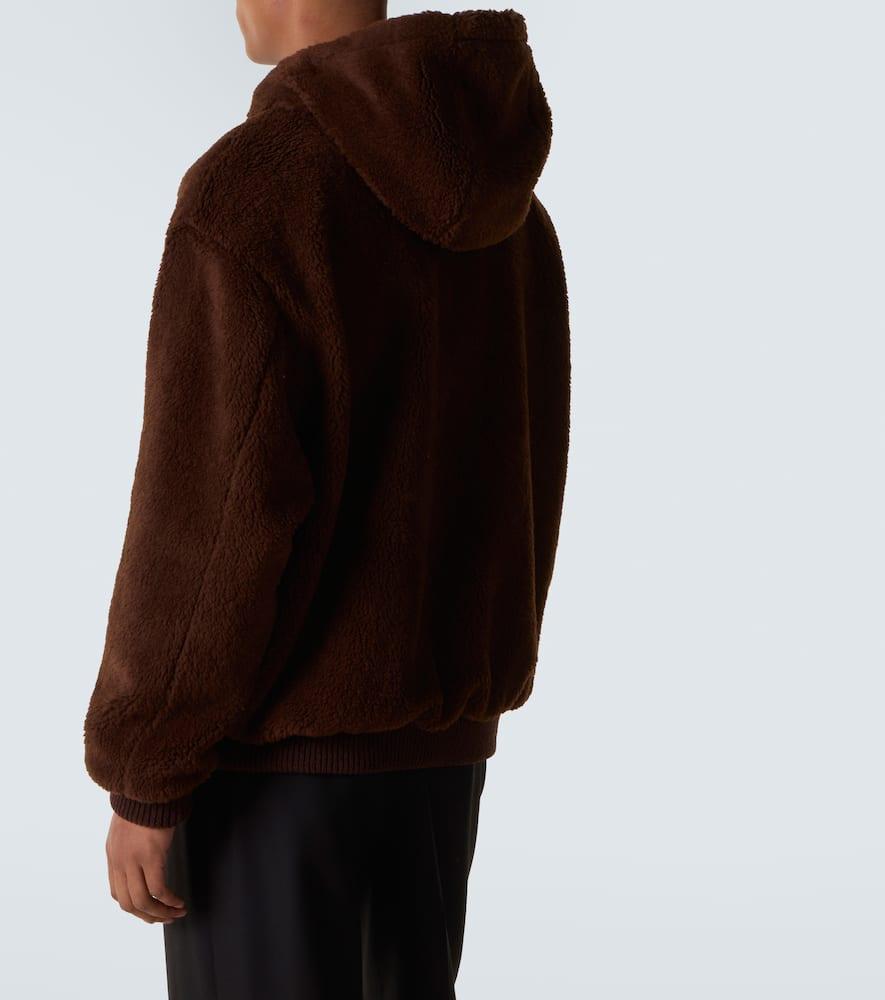 PRADA Mens Brown Hooded Borg Wool-blend Jacket Xl Product Image