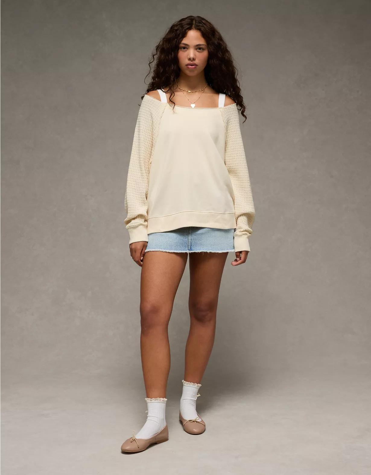AE Mixed Knit Sweatshirt Product Image