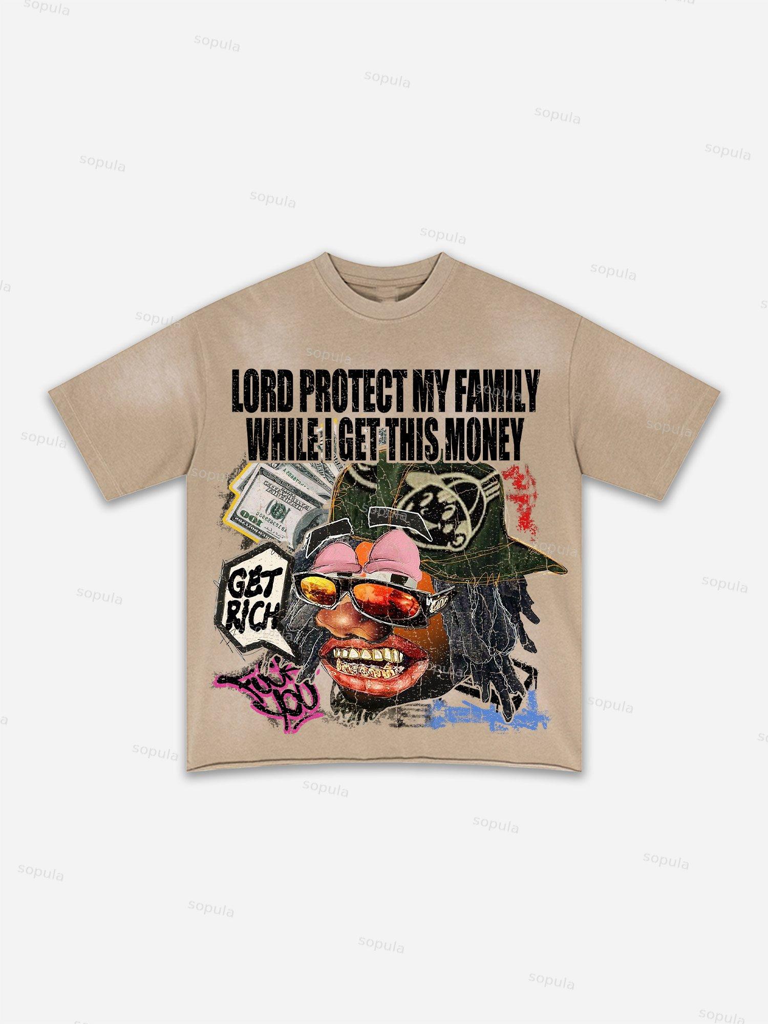 Authentic Abstract Portrait Print Washed T-shirt Product Image