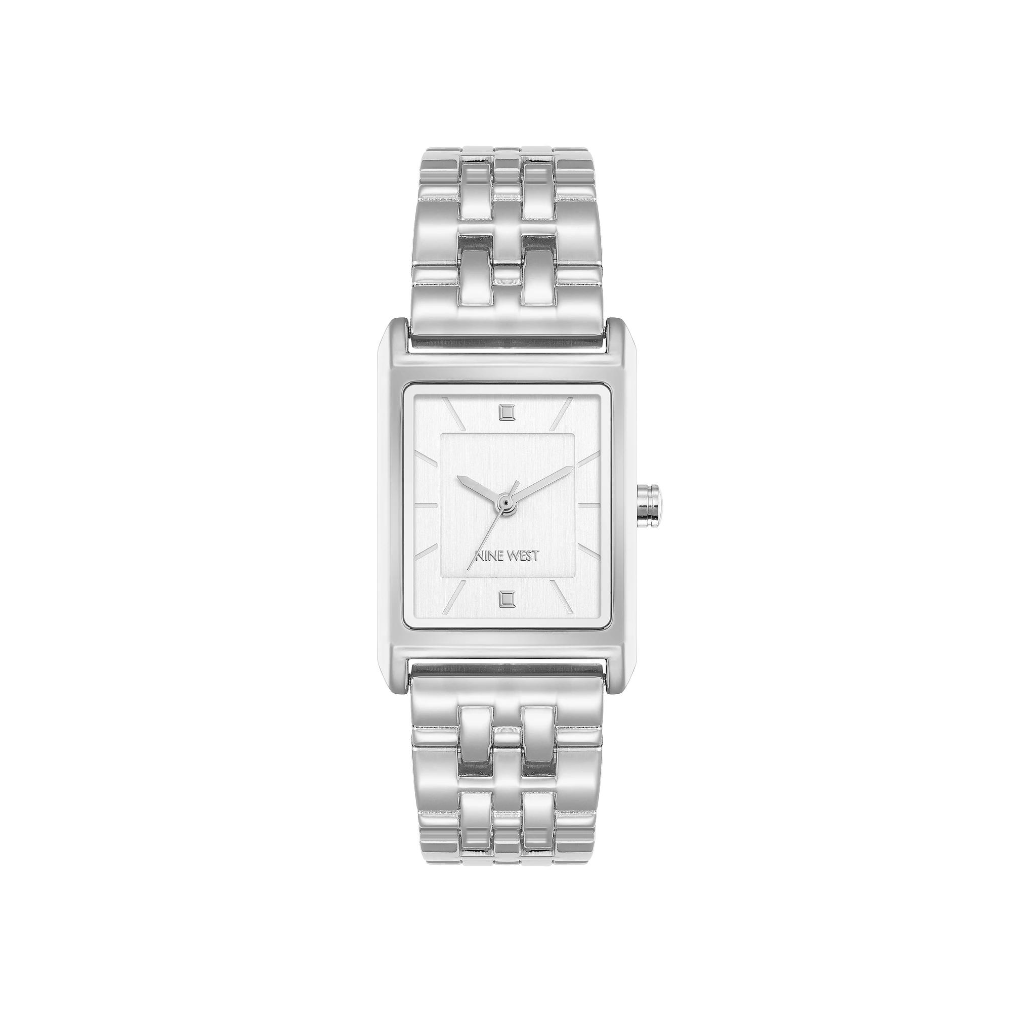 Nine West Women's Polished Bracelet Tank Watch, Size: 24 mm, Silver Product Image