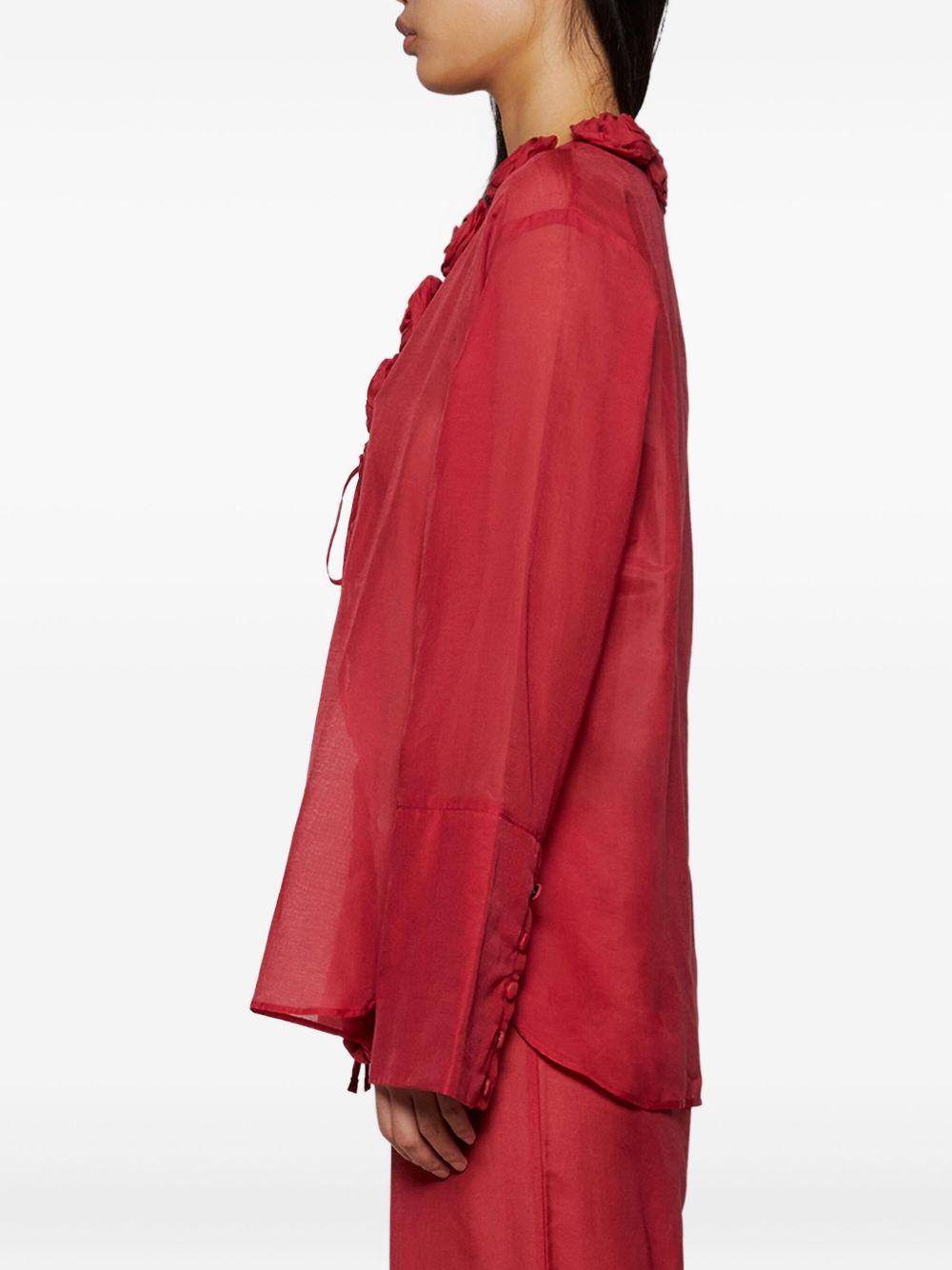 rose-embellished sheer blouse Product Image