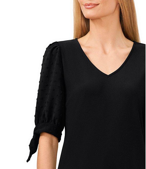 CeCe V-Neck Puff Sleeve Blouse Product Image