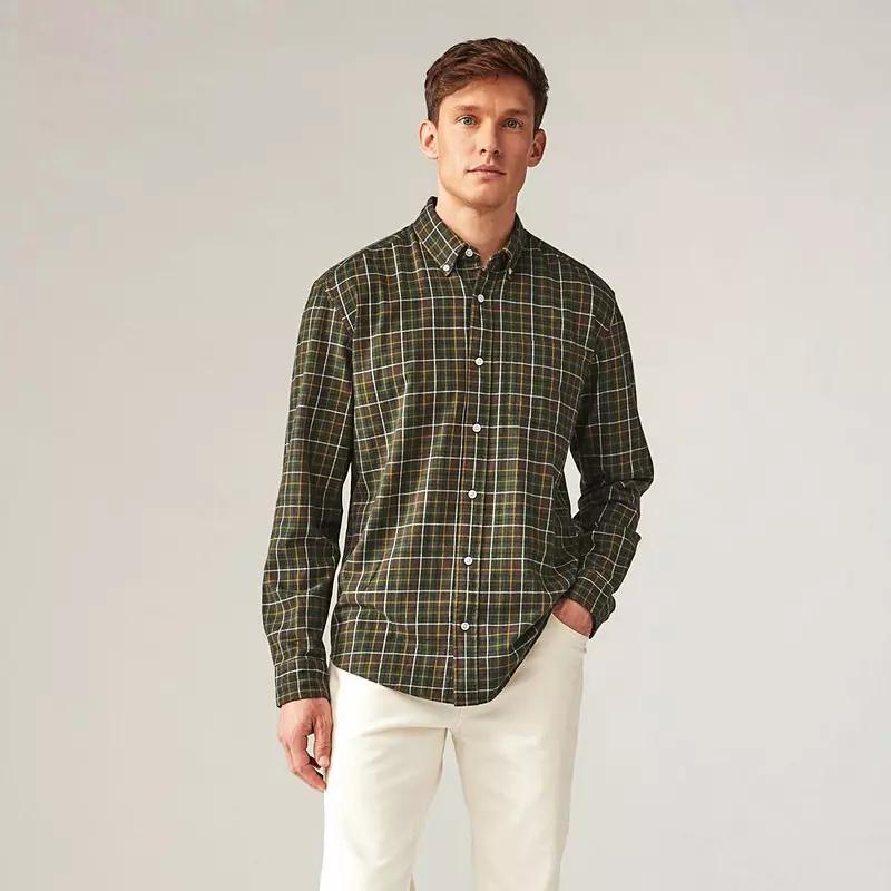 Men's NEXT Micro Check Shirt, Size: Large, Green Product Image