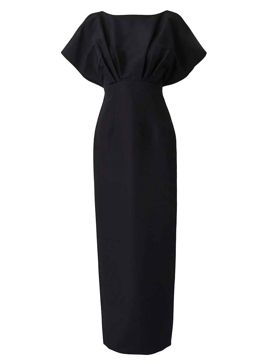 Womens Silk Faille Fan Bodice Column Gown Product Image