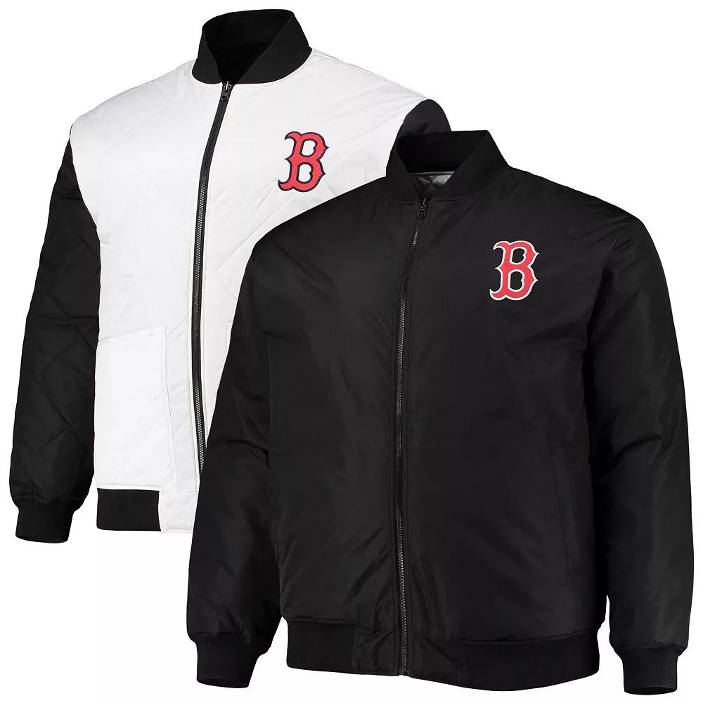 Men's White/Black Boston Red Sox Reversible Satin Full-Zip Jacket, Size: 3XLT Product Image