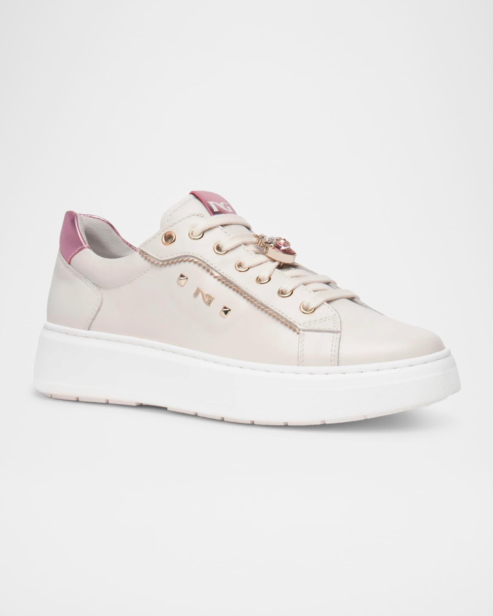 Leather Retro Jeweled Low-Top Sneakers Product Image